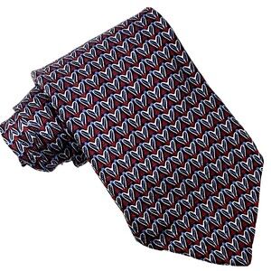 Palatina Italy Tie Imported Silk Hearts Floral Red Blue Purple Love Tulip Preppy